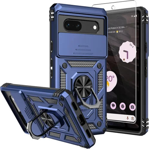Vista 15 de Funda para Pixel 7a, con protectores de pantalla y funda para cámara, [grado militar] de 16 pies. Funda protectora probada contra caídas con soporte