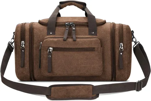 Vista 8 de Bolsa de viaje para hombre (lona, bolsa de fin de semana), Negro), A-001