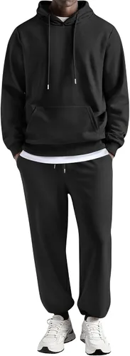 Vista 31 de COOFANDY Conjunto deportivo de 2 piezas para hombre, conjunto deportivo casual con capucha