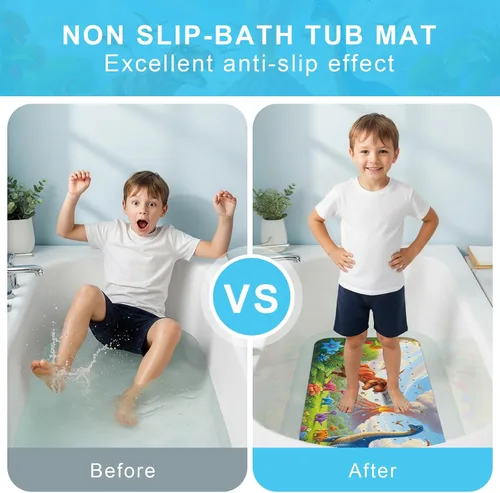 Vista 6 de Tapete de Baño para Bebé Mejorado con Dibujos Animados Antideslizante - 40"x16" Extra Largo Tapete de Bañera para Bebé Ecológico Duradero Tapete