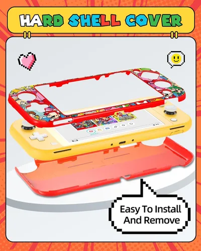 Vista 4 de Xinocy Funda para Nintendo Switch Lite y funda para tarjetas de juego con soporte para 24