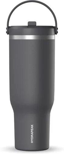 Vista 19 de Hydrapeak Nomad - Vaso de 32 onzas con asa y tapa con popote, a prueba de fugas, doble aislamiento, vaso de acero inoxidable de 32 onzas (almendra)