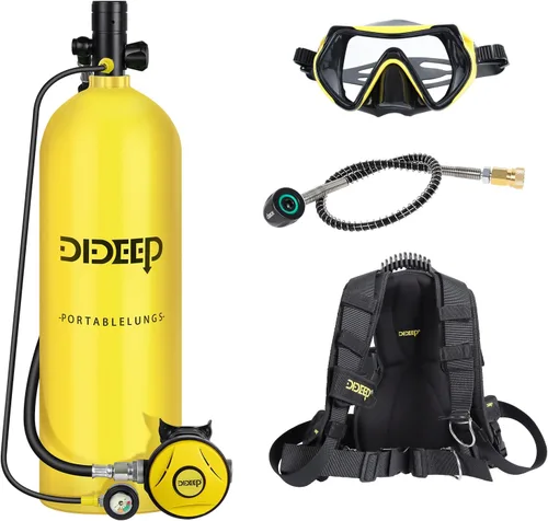 Vista 7 de DIDEEP 4L Scuba Tank Set, About 40-60 Min Underwater, Regulator & Mask