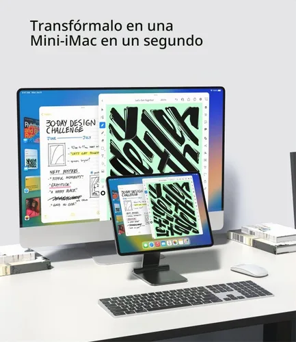 Vista 3 de KU XIU Soporte magnético plegable solo para iPad Pro 11 M4 (2024), soporte de tableta ajustable de aleación de aluminio de 360°, soporte