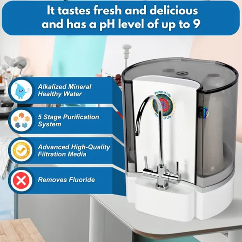 Vista 2 de Life Sciences Sistema de agua alcalina, máquina de agua mineral, purificador de agua con infusión de hidrógeno, filtro natural para encimera