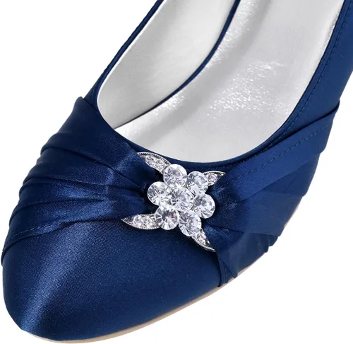 Vista 5 de ElegantPark - Zapatos de novia, puntera cerrada, talón cómodo, diamantes de imitación, satén
