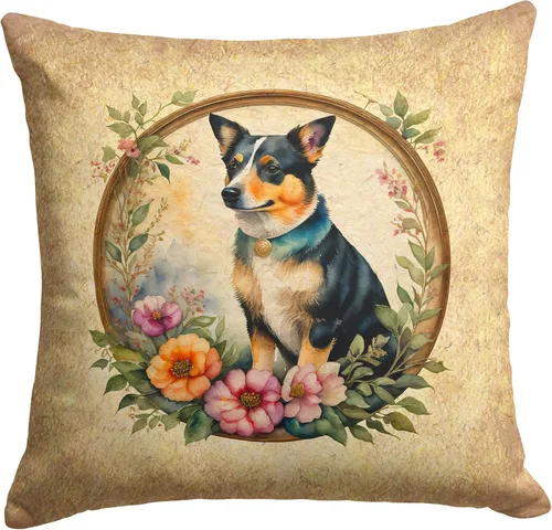 Vista 258 de Caroline's Treasures DAC2072PW1414 Affenpinscher and Flowers - Almohada decorativa de tela, lavable a máquina, para interiores y exteriores