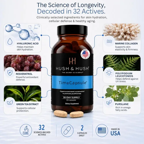 Vista 2 de Hush & Hush Beauty Multivitamínico para mujeres – Colágeno marino, ácido hialurónico, vitamina C y B12 para brillo de la piel y energía – Suplemento