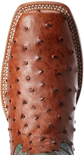 Vista 3 de ARIAT Botas de avestruz con punta cuadrada para hombre, Turquesa