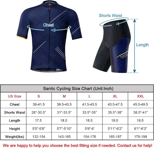 Vista 3 de Santic Conjunto de camiseta de ciclismo para hombre, pantalones cortos de ciclismo de manga corta acolchados, traje de ciclismo para ciclismo, ropa