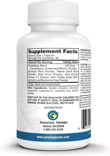 Vista 3 de Amazing Herbs Purificador de sangre de desintoxicación/enjuague, suplemento desintoxicante totalmente natural hecho con 7 potentes agentes