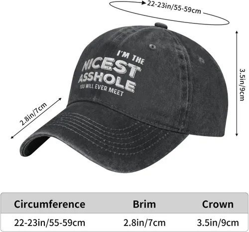 Vista 3 de Sombrero divertido con texto en inglés "I I'm the Nicest Asshole You Will Ever Meet Hat Women Dad Hat Fashion Cap