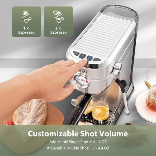 Vista 12 de Gevi Máquina compacta de café expreso de 20 bar para el hogar, cafetera