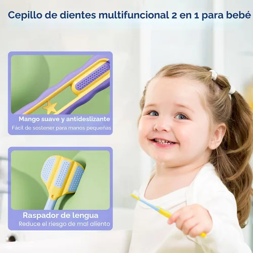 Vista 6 de EASICUTI Cepillos de dientes suaves para niños pequeños, eficiente cepillo de dientes de 3 caras, cepillo de dientes para bebés de 12 meses