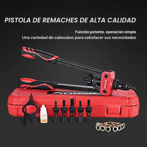 Vista 2 de AOBEN Herramienta de tuerca de remache de 14 pulgadas, kit profesional de ajuste de tuercas remachadoras manuales, ahorro de mano y diseño compacto
