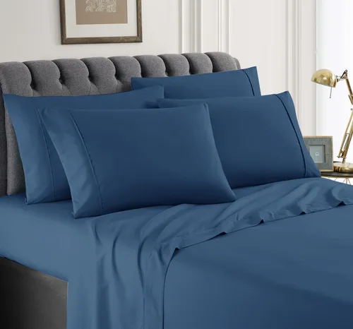 Vista 6 de Juego de sábanas de tamaño individual – 4 piezas de microfibra transpirable sólida – Ropa de cama de lujo resistente a la decoloración para mujeres