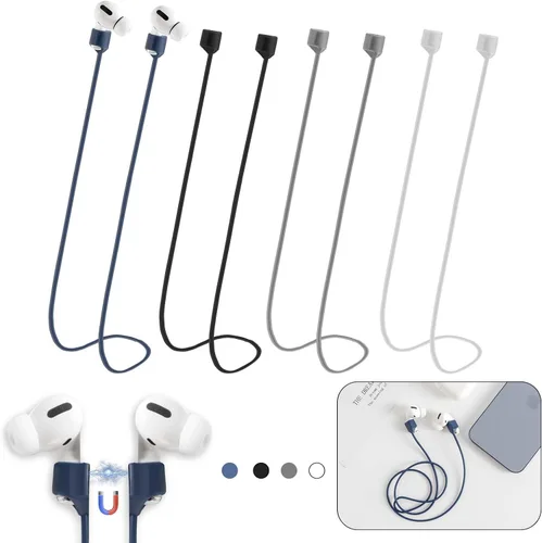 Vista 13 de Correas magnéticas antipérdida para AirPods, paquete de 4 unidades, cordón de cuello de silicona suave con diseño magnético ultra fuerte, compatible