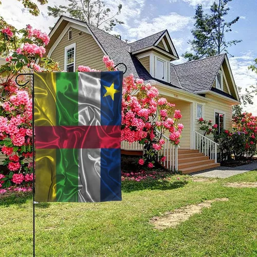 Vista 5 de Silk Style Flag Of The Central African Republic Garden Flag 12.5"x18" Inch Double Sided Garden Flags Home Lawn Outdoor Decor Flags Party Banner
