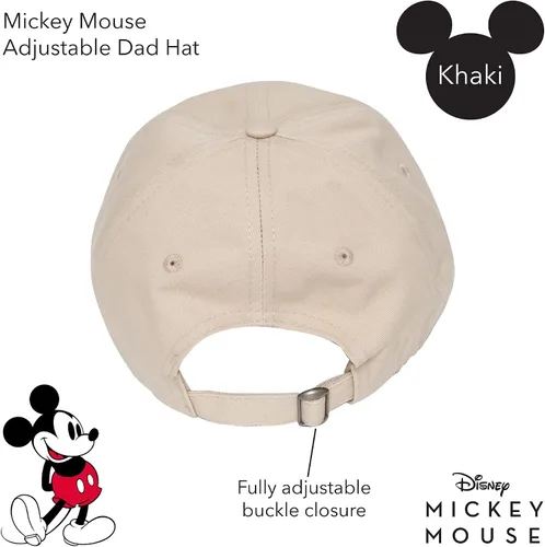 Vista 3 de Concept One Disney Mickey Mouse Embroidered Cotton Adjustable Dad Hat with Curved Brim
