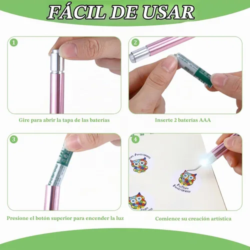 Vista 2 de Therwen 2 piezas herramientas de deshierbe LED para vinilo con gancho de alfiler con luz, bolígrafo de deshierbe iluminado para quitar vinilos