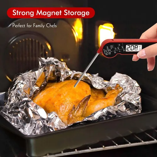 Vista 8 de Termómetro de carne digital CaloriMastery con retroiluminación, función de calibración y retención, termómetro de alimentos resistente al agua IP65