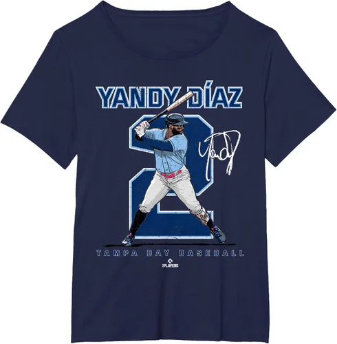Vista 9 de Camiseta Number and Portrait Yandy Diaz Tampa Bay MLBPA, Negro