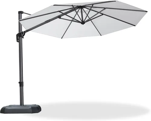 Vista 37 de PURPLE LEAF Sombrilla de patio de 8 pies para exteriores, sombrilla voladiza cuadrada de aluminio con rotación de 360 grados para jardín, terraza