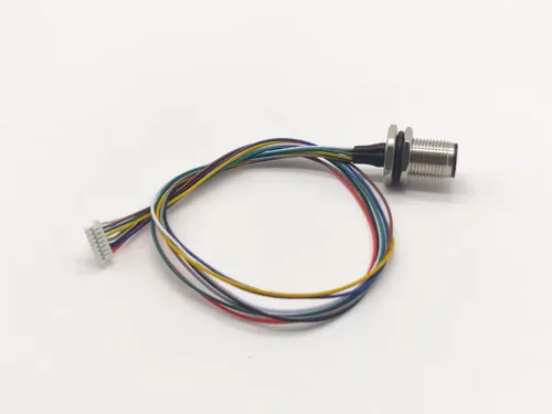 Vista 6 de Elecbee Código masculino del conector A del soporte del panel de M12 8Pin con los alambres terminales los 30CM AWG24 para la señal y el escudo