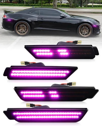 Vista 9 de Luz de Marcador Lateral Azul Compatible para 5ta Generación Chevy Camaro 2010 2011 2012 2013 2014 2015, Luces de Parachoques Delanteras y Traseras