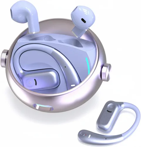 Vista 8 de Auriculares de oreja abierta 2 en 1 y auriculares intraurales, Bluetooth inalámbrico 5.4 con reproducción de 60 horas, retardo 0, control táctil