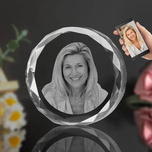 Vista 12 de Foto de cristal 3D, marco de fotos de cristal personalizado, grabado personalizado con tu propia foto, regalo personalizado de Navidad, papá