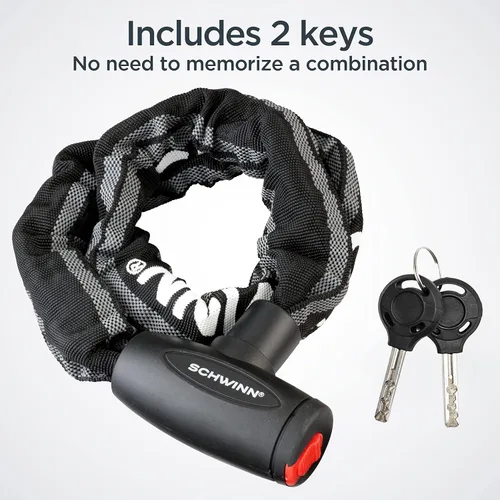 Vista 5 de Schwinn - Cadena reflectante con llave y candado para bicicleta, cerradura antirrobo de bicicleta de 3 pies x 8mm, nivel de seguridad 4