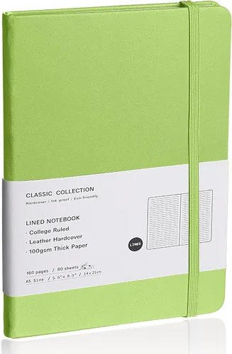 Vista 14 de Cuaderno rayado con tapa dura para hombres y mujeres – Cuadernos para escribir, trabajo, escuela, hogar y notas diarias, 160 páginas – Tamaño A5