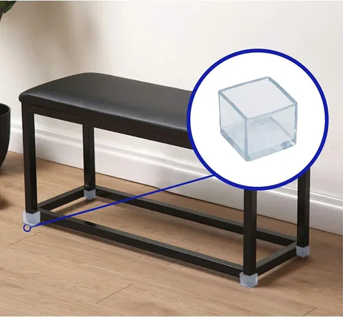 Vista 6 de 16 puntas de goma antideslizantes transparentes cuadradas para patas de silla, protectores de suelo de muebles, fundas para patas de silla, mesa