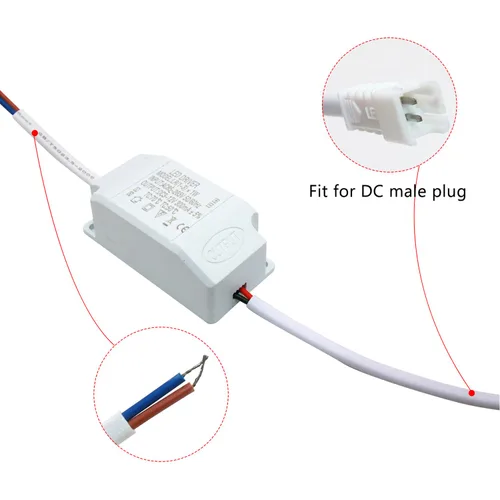 Vista 5 de Controlador LED de 1-3W, corriente constante 300mA CA 85-265V Salida 6-12V SM conector macho fuente de alimentación externa transformador
