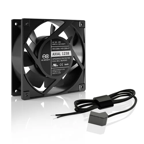 Vista 24 de AC Infinity AXIAL 8025, ventilador para magdalenas, 120 V CA 3.150 in x 0.984 in de alta velocidad, certificado UL para proyectos de escape