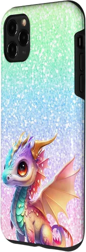 Vista 2 de Funda para iPhone 11 Pro Max colorida rosa naranja bebé dragón bonito cumpleaños Kawaii bonita funda