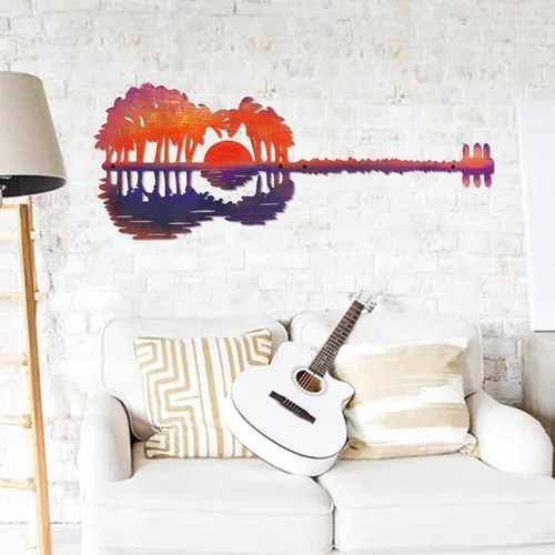 Vista 8 de KOYILTD Decoración de pared de metal rústico Music Is What Feelings Sound Like Guitar Pick Escultura de pared de guitarra, arte de pared de guitarra