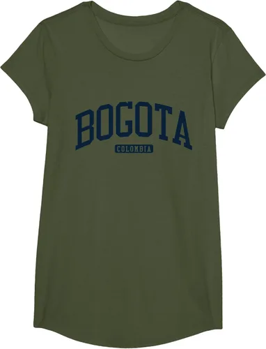 Vista 73 de Bogotá Colombia College University Style Camiseta azul marino, Blanco