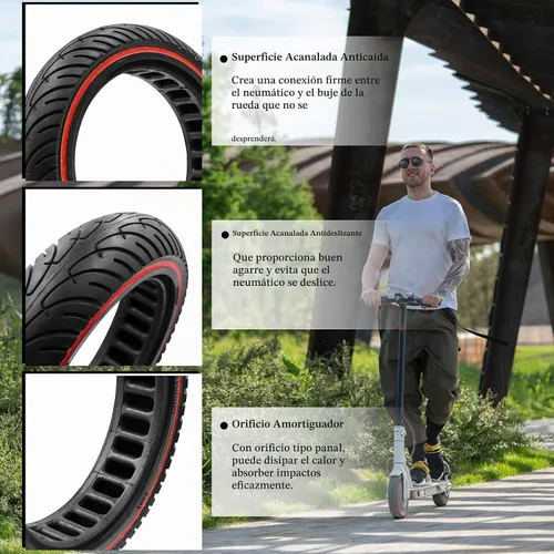 Vista 2 de Neumático de scooter de 8.5 pulgadas, neumático de scooter 50/75-6.1 de repuesto sólido de panal compatible con Xiaomi Pro 2 1S M365 Pro Mi 3 y 1