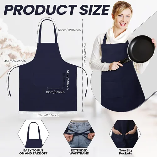 Vista 2 de Suhine Paquete de 36 delantales lisos a granel con 2 bolsillos, delantales unisex lavables a máquina, delantales de chef para cocina, restaurante