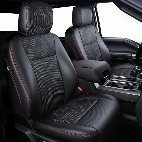 Vista 11 de Fundas de asiento de piel sintética de alta calidad para Ford F150 SuperCrew XL XLT STX (2015-2020) y F250/F350/F450 Crew Cab XL XLT (2017-2022)
