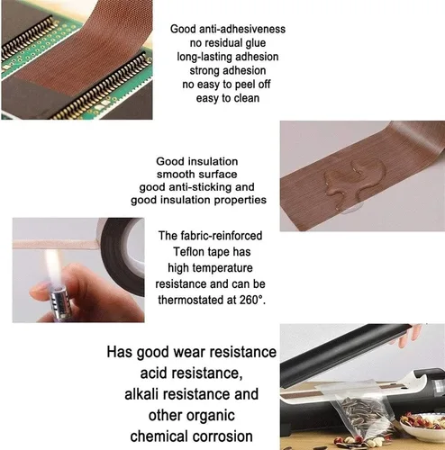 Vista 2 de ZXHStore Cinta de teflón negra, película de PTFE resistente a altas temperaturas, cinta selladora al vacío, cinta de aislamiento resistente al