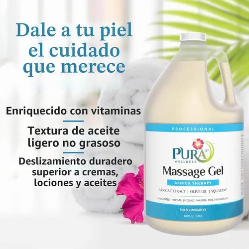 Vista 2 de Arnica Therapy Gel de masaje de 1 galón, extracto de árnica, profesional, terapia de masaje, tejido profundo, sin perfume, hipoalergénico