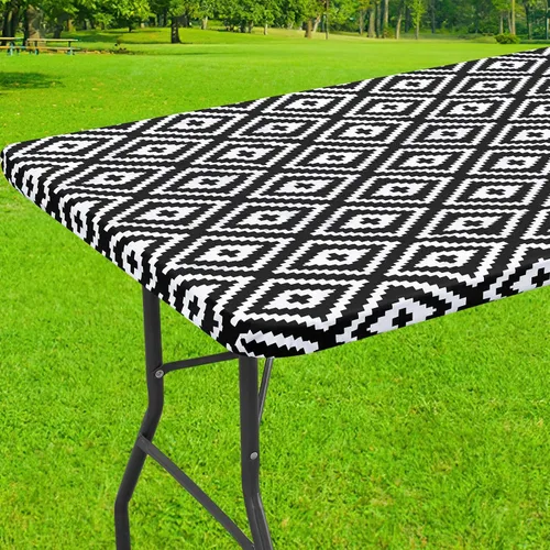 Vista 33 de Smiry Mantel cuadrado para mesa de pícnic, impermeable, elástico, ajustable, para campamento, protector de vinilo con parte trasera de franela Beige