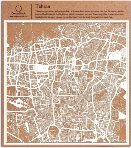 Vista 56 de O3 Design Studio Aberdeen - Mapa de papel cortado en papel blanco de 12 x 12 pulgadas