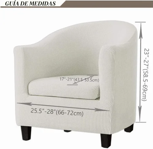 Vista 5 de Fundas para sillas de bañera de 2 piezas con funda de cojín, funda elástica de jacquard para muebles, funda protectora para sillón, extraíble Beige
