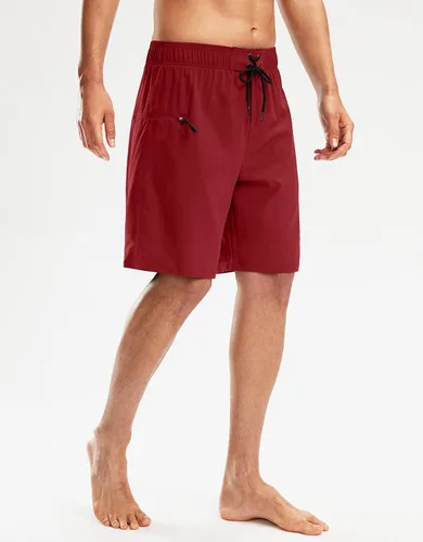 Vista 2 de Pinkbomb Traje de baño para hombre con forro de compresión de 9 pulgadas, secado rápido, pantalones cortos de natación para hombres con bolsillos