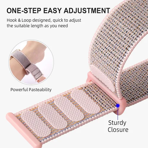 Vista 4 de Correas deportivas de nailon compatibles con Fitbit Versa 3/Versa 4/Fitbit Sense/Sense 2 para mujeres y hombres, correas de repuesto trenzadas Rosado