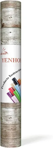 Vista 5 de Yenhome Rollo de papel rústico para tablón de anuncios, para decoración de aula, 17.7 x 118 pulgadas, papel tapiz autoadhesivo de madera clara